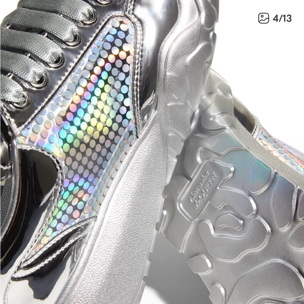 Alexander McQueen Silver Holographic Athletic Shoes